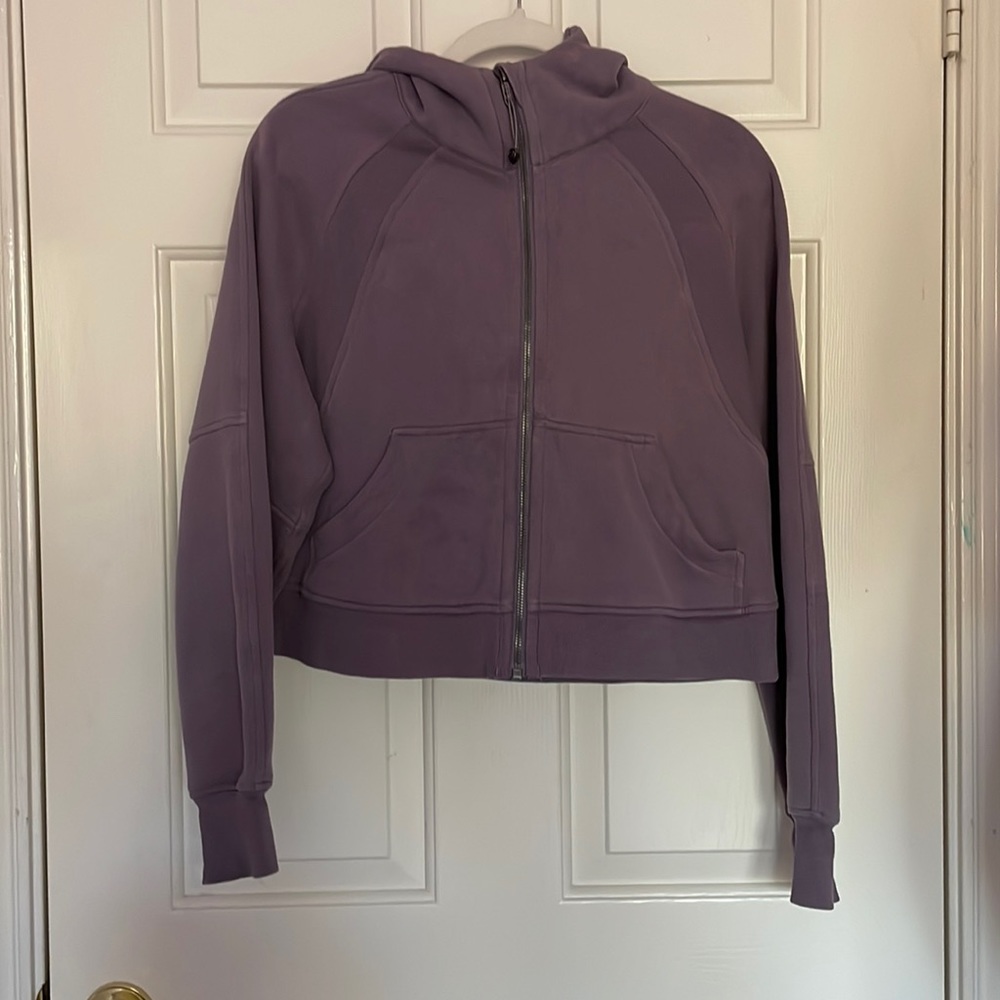 Full zip cropped scuba sweatshirt